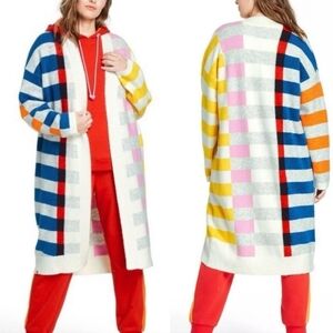 Lego × Target Colorblock Long Open Front Cardigan Sweater Wool Acrylic Blend SM